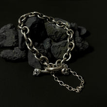 Load image into Gallery viewer, Silver Chain & Skull T-Bar