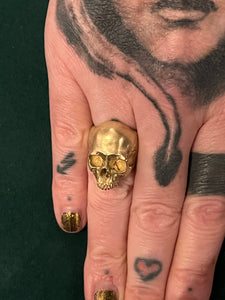 Solid Gold Decay Skull Ring