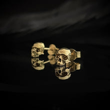 Load image into Gallery viewer, Gold Skull Stud Earrings