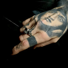 Load image into Gallery viewer, kathleen-wearing-ossua-et-acroamata-jewelery-movie-props-trivia-gothic-goth-gothic-memento-mori-sterling-silver-925-human-jvampire-awbone-ring