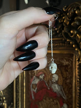 Load image into Gallery viewer, ossua-et-acroamata-jewelery-gothic-goth-angel-demon-devil-mythology-spirituality-mysticism-memento-mori-carpe-diem-carpe-noctem-bone-hand-craved-gemstones-925-silver-antler-deerantler-skull-earrings