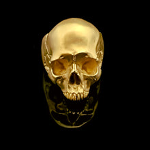 Load image into Gallery viewer, ossua-et-acroamata-jewelery-gothic-goth-memento-mori-skull-solid-gold-skull-ring-front-view