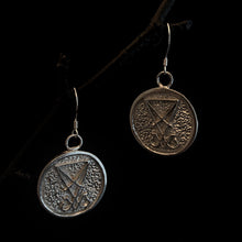 Load image into Gallery viewer, ossua-et-acroamata-jewelery-occult-goth-memento-mori-sterling-silver-925-lucifer-sigil-earrings