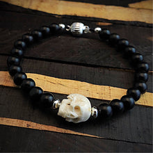 Load image into Gallery viewer, ossua-et-acroamata-jewelery-gothic-goth-gothic-gemstones-gems-memento-mori-sterling-silver-925-NIGHT-Mala-Bracelet