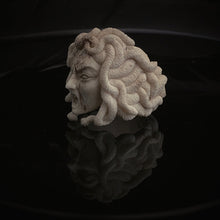 Load image into Gallery viewer, ossua-et-acroamata-jewelery-gothic-goth-memento-mori-italian-Renaissance-Medusa-bone-hand-craved-antler-deerantler-Medusas-Rage-Ring