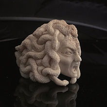 Load image into Gallery viewer, ossua-et-acroamata-jewelery-gothic-goth-memento-mori-italian-Renaissance-Medusa-bone-hand-craved-antler-deerantler-Medusas-Rage-Ring