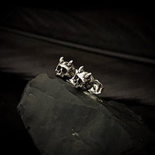 Load image into Gallery viewer, ossua-et-acroamata-jewelery-gothic-goth-memento-mori-sterling-silver-925-Azazel-stud-earrings