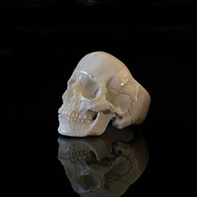 Load image into Gallery viewer, ossua-et-acroamata-jewelery-gothic-goth-mythology-spirit-spirituality-memento-mori-skulls-bone-hand-craved-antler-deerantler-Full-Skull-Ring