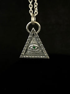 Eye Pyramid Necklace |  Silver Illuminati Pendant  | OSSUA et ACROMATA