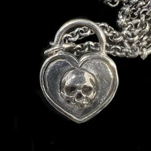 Load image into Gallery viewer, ossua-et-acroamata-jewelery-gothic-goth-gothic-memento-mori-valentines-day-sterling-silver-925-Valentine-skull-necklace