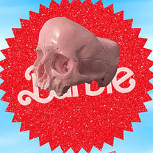 Load image into Gallery viewer, ossua-et-acroamata-jewelery-gothic-goth-memento-mori-barbie-movie-pink-marble-skull-ring