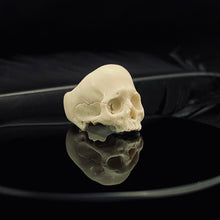 Load image into Gallery viewer, ossua-et-acroamata-jewelery-gothic-goth-memento-mori-sterling-silver-bone-marble-decay-skull-ring