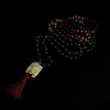 Load image into Gallery viewer, ossua-et-acroamata-jewellery-gothic-goth-angel-greek-mythology-medusa-spirituality-mysticism-memento-mori-bone-hand-craved-gemstones-beads-antler-deerantler-Medusas-rage-Mala-Necklace