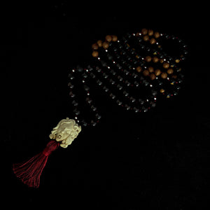 ossua-et-acroamata-jewellery-gothic-goth-angel-greek-mythology-medusa-spirituality-mysticism-memento-mori-bone-hand-craved-gemstones-beads-antler-deerantler-Medusas-rage-Mala-Necklace