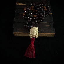 Load image into Gallery viewer, ossua-et-acroamata-jewellery-gothic-goth-angel-greek-mythology-medusa-spirituality-mysticism-memento-mori-bone-hand-craved-gemstones-beads-antler-deerantler-Medusas-rage-Mala-Necklace