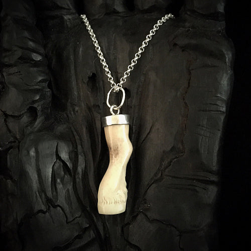 ossua-et-acroamata-jewelery-gothic-goth-Devil-Lucifer-Satan-Leviathan-memento-mori-sterling-silver-occult-bone-hand-craved-antler-deerantler-Holy-Goat-Necklace