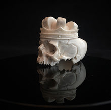 Load image into Gallery viewer, ossua-et-acroamata-jewelery-gothic-goth-devil-demon-memento-mori-bone-hand-craved-gemstones-beads-antler-deerantler-Dead-King-Ring