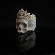 Load image into Gallery viewer, ossua-et-acroamata-jewelery-gothic-goth-devil-demon-memento-mori-bone-hand-craved-gemstones-beads-antler-deerantler-Dead-Queen-Ring-0