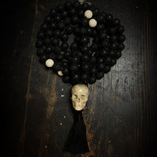 Load image into Gallery viewer, ossua-et-acroamata-jewelery-gothic-goth-devil-demon-memento-mori-bone-hand-craved-gemstones-beads-antler-deerantler-NIGHT-Mala-Necklace