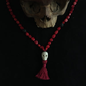 ossua-et-acroamata-jewelery-gothic-goth-devil-demon-memento-mori-bone-hand-craved-gemstones-beads-skull-skuls-antler-deerantler-Coral-Mala-Necklace