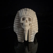 Load image into Gallery viewer, ossua-et-acroamata-jewelery-gothic-goth-devil-demon-memento-mori-egypt-egyptian-pharao-bone-hand-craved-antler-deerantler-Tutankhamun-Skull-Ring