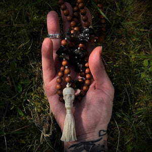 ossua-et-acroamata-jewelery-gothic-goth-devil-demon-memento-mori-sterling-silver-bone-hand-craved-gemstones-beads-antler-deerantler-The-Rough-with-the-Smooth-Mala