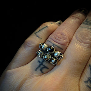 Kathleen wearing ossua-et-acroamata-jewelery-gothic-goth-gothic-devil-satan-memento-mori-sterling-silver-925-devils-soul-ring