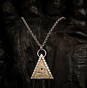 Eye Pyramid Necklace |  Silver Illuminati Pendant  | OSSUA et ACROMATA