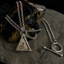 Load image into Gallery viewer, Eye Pyramid Necklace |  Silver Illuminati Pendant  | OSSUA et ACROMATA