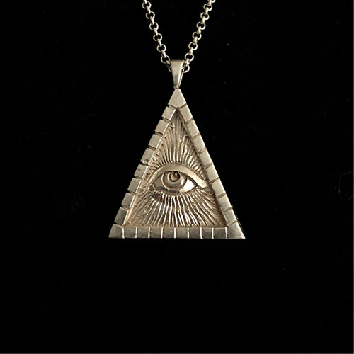 Eye Pyramid Necklace |  Silver Illuminati Pendant  | OSSUA et ACROMATA