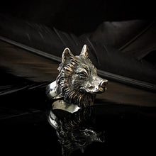 Load image into Gallery viewer, ossua-et-acroamata-jewelery-gothic-goth-gothic-memento-mori-sterling-silver-animal-anima-925-Wolf-Ring