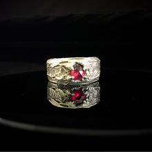 Load image into Gallery viewer, ossua-et-acroamata-jewelery-gothic-goth-gothic-ruby-gemstone-gems-gem-memento-mori-sterling-silver-925-Fury-Ring