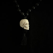 Load image into Gallery viewer, ossua-et-acroamata-jewelery-gothic-goth-memento-mori-bone-hand-craved-gemstones-beads-mammoth-antler-deerantler-Primordial-Mala-Necklace