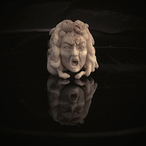 ossua-et-acroamata-jewelery-gothic-goth-memento-mori-italian-Renaissance-Medusa-bone-hand-craved-antler-deerantler-Medusas-Rage-Ring