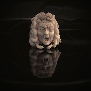 ossua-et-acroamata-jewelery-gothic-goth-memento-mori-italian-Renaissance-Medusa-bone-hand-craved-antler-deerantler-Medusas-Rage-Ring