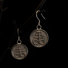 Load image into Gallery viewer, Leviathan Cross Earrings | Silver Coin Earrings | OSSUA et ACROMATA