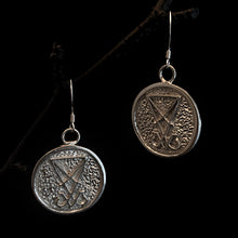 Load image into Gallery viewer, ossua-et-acroamata-jewelery-gothic-goth-memento-mori-sterling-silver-925-lucifer-sigil-earrings