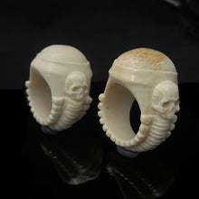 Load image into Gallery viewer, ossua-et-acroamata-jewelery-gothic-goth-memento-mori-sterling-silver-Carved-Antler-Liminal-Ring