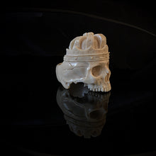 Load image into Gallery viewer, ossua-et-acroamata-jewelery-gothic-goth-mythology-greek-mythical-gods-demigods-memento-mori-bone-skulls-hand-craved-antler-deerantler-Dead-King-Skull-Ring