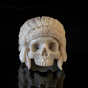 ossua-et-acroamata-jewelery-gothic-goth-mythology-spirit-spirituality-memento-mori-skulls-bone-hand-craved-antler-deerantler-Chief-Hairdress-Skull-Ring