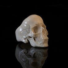 Load image into Gallery viewer, ossua-et-acroamata-jewelery-gothic-goth-mythology-spirit-spirituality-memento-mori-skulls-bone-hand-craved-antler-deerantler-Full-Skull-Ring