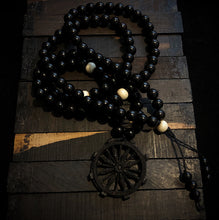 Load image into Gallery viewer, ossua-et-acroamata-jewelery-gothic-goth-mythology-spirituality-mysticism-memento-mori-bone-hand-craved-gemstones-beads-antler-deerantler-Dharma_Mala_Necklace