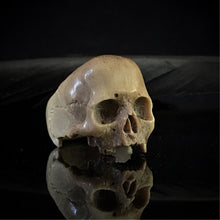 Load image into Gallery viewer, ossua-et-acroamata-jewelery-gothic-goth-norse-mythology-memento-mori-bone-hand-craved-antler-deerantler-Dark-Decay-Skull-Ring