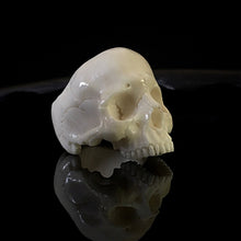 Load image into Gallery viewer, ossua-et-acroamata-jewelery-gothic-goth-norse-mythology-memento-mori-bone-hand-craved-antler-deerantler-Skull-Ring