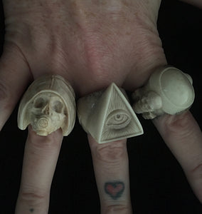 ossua-et-acroamata-jewelery-gothic-goth-occult-demon-memento-mori-mythology-conspiracy-cults-cult-bone-hand-craved-antler-deerantler-Illuminati-Sigil-Ring