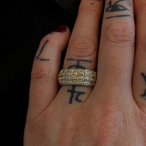 Kathleen wearing ossua-et-acroamata-jewelery-mythology-myth-egypt-gods-gothic-goth-gothic-memento-mori-sterling-silver-925-sobek-ring
