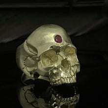 Load image into Gallery viewer, ossua-et-acroamata-jewelery-mythology-myth-gothic-goth-gothic-memento-mori-ruby-sterling-silver-925-third-eye-open